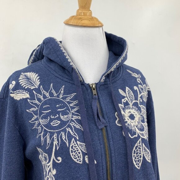 NEW Johnny Was Outerwear | Women ADDISON RIB ZIPUP SWEATSHIRT Heather Indigo - Picture 3 of 6